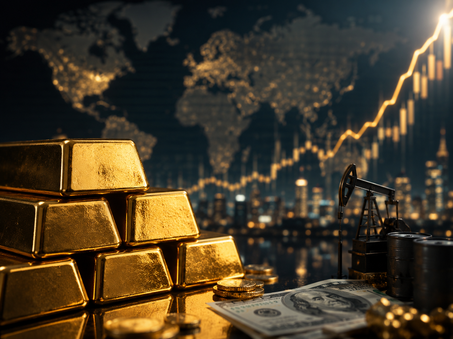 سبائك ذهبية تعكس صعود المعدن مع ضعف الدولار وتراجع النفط