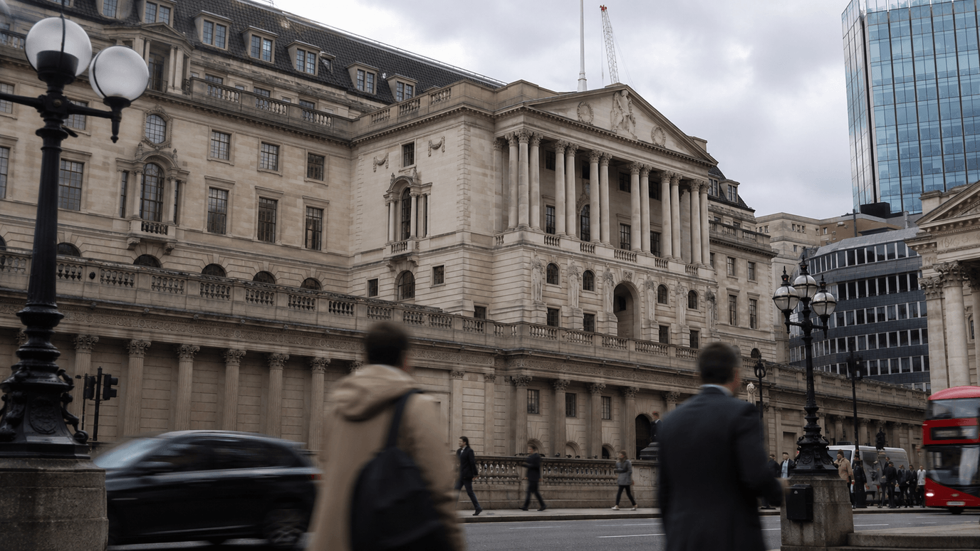 مبنى بنك إنجلترا — تثبيت الفائدة عند 3.75% وتحذير المحافظ من خطر الطاقة على التضخّم